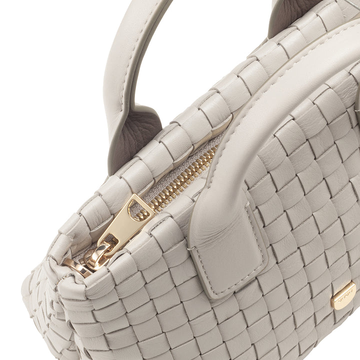 DUDU Borsa in Pelle Donna Piccola Intrecciata con Cerniera Zip – Mini Bag Elegante con Tracolla a Catena, Borsa a Spalla Borsetta a Mano Compatta e Raffinata