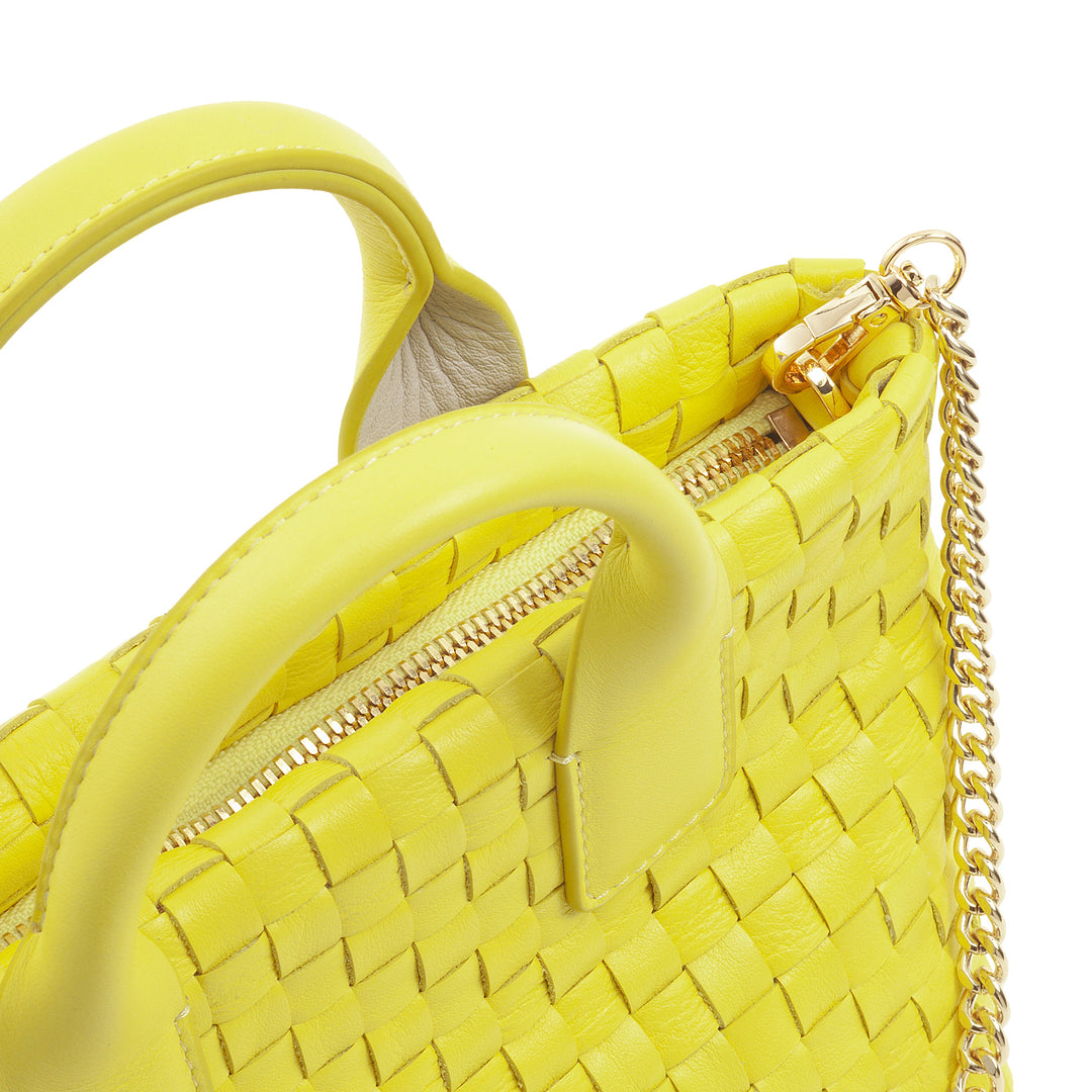 DUDU Borsa in Pelle Donna Piccola Intrecciata con Cerniera Zip – Mini Bag Elegante con Tracolla a Catena, Borsa a Spalla Borsetta a Mano Compatta e Raffinata