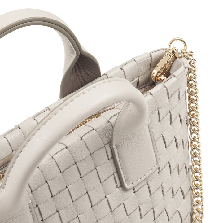 DUDU Borsa in Pelle Donna Piccola Intrecciata con Cerniera Zip – Mini Bag Elegante con Tracolla a Catena, Borsa a Spalla Borsetta a Mano Compatta e Raffinata