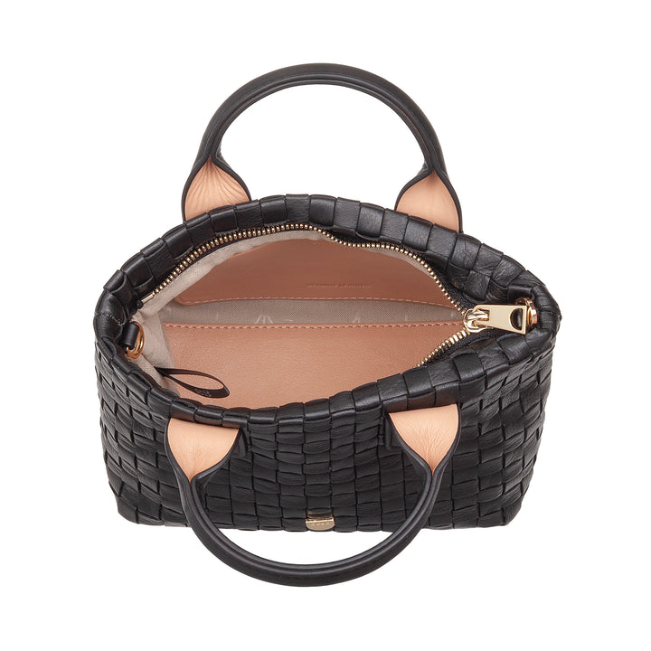 DUDU Borsa in Pelle Donna Piccola Intrecciata con Cerniera Zip – Mini Bag Elegante con Tracolla a Catena, Borsa a Spalla Borsetta a Mano Compatta e Raffinata