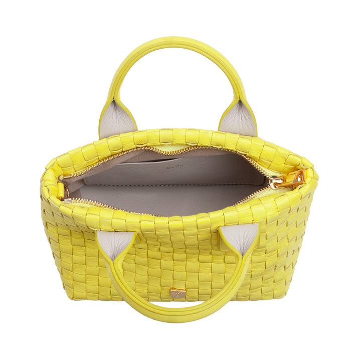 DUDU Borsa in Pelle Donna Piccola Intrecciata con Cerniera Zip – Mini Bag Elegante con Tracolla a Catena, Borsa a Spalla Borsetta a Mano Compatta e Raffinata