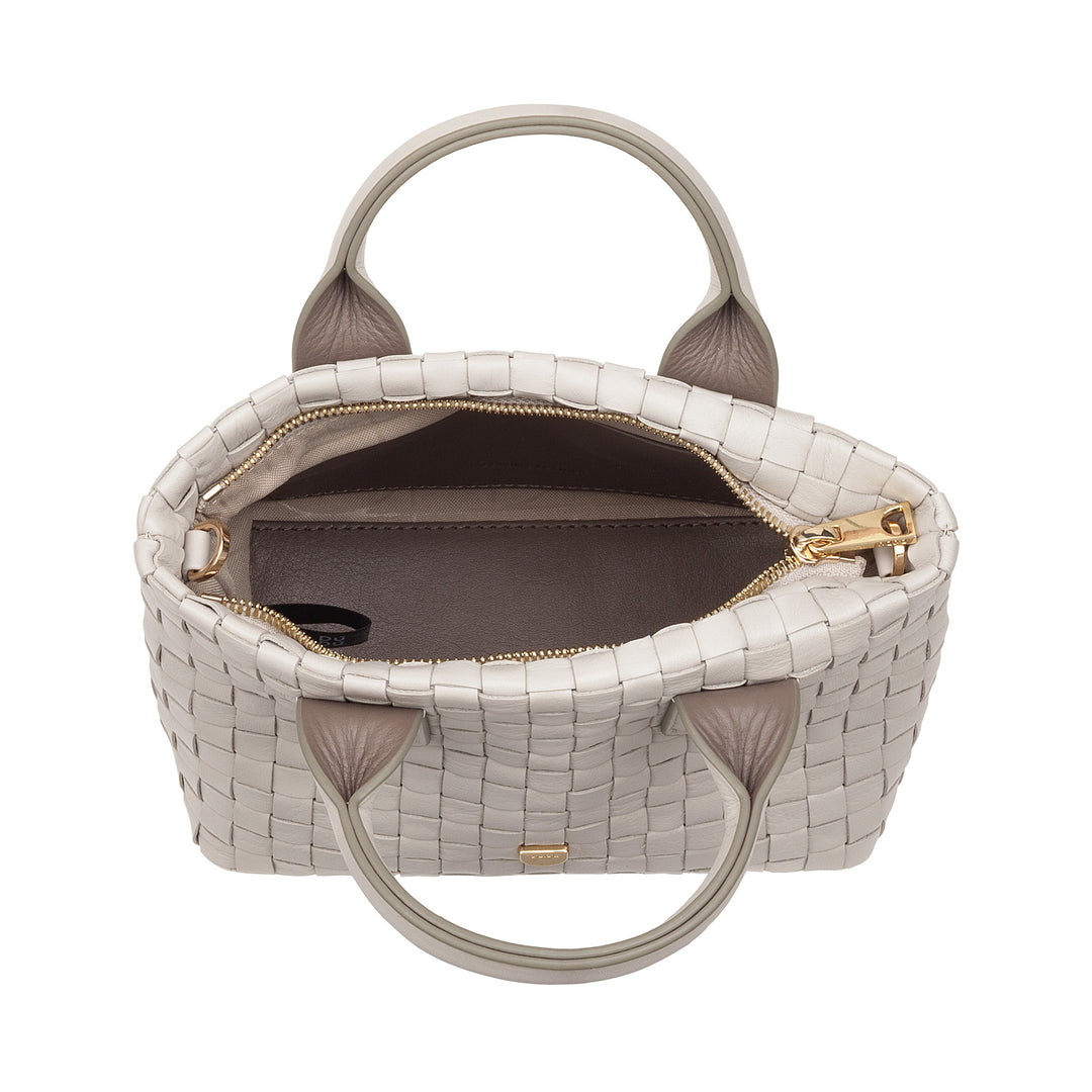 DUDU Borsa in Pelle Donna Piccola Intrecciata con Cerniera Zip – Mini Bag Elegante con Tracolla a Catena, Borsa a Spalla Borsetta a Mano Compatta e Raffinata