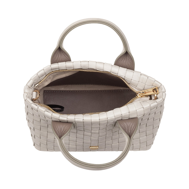 DUDU Borsa in Pelle Donna Piccola Intrecciata con Cerniera Zip – Mini Bag Elegante con Tracolla a Catena, Borsa a Spalla Borsetta a Mano Compatta e Raffinata