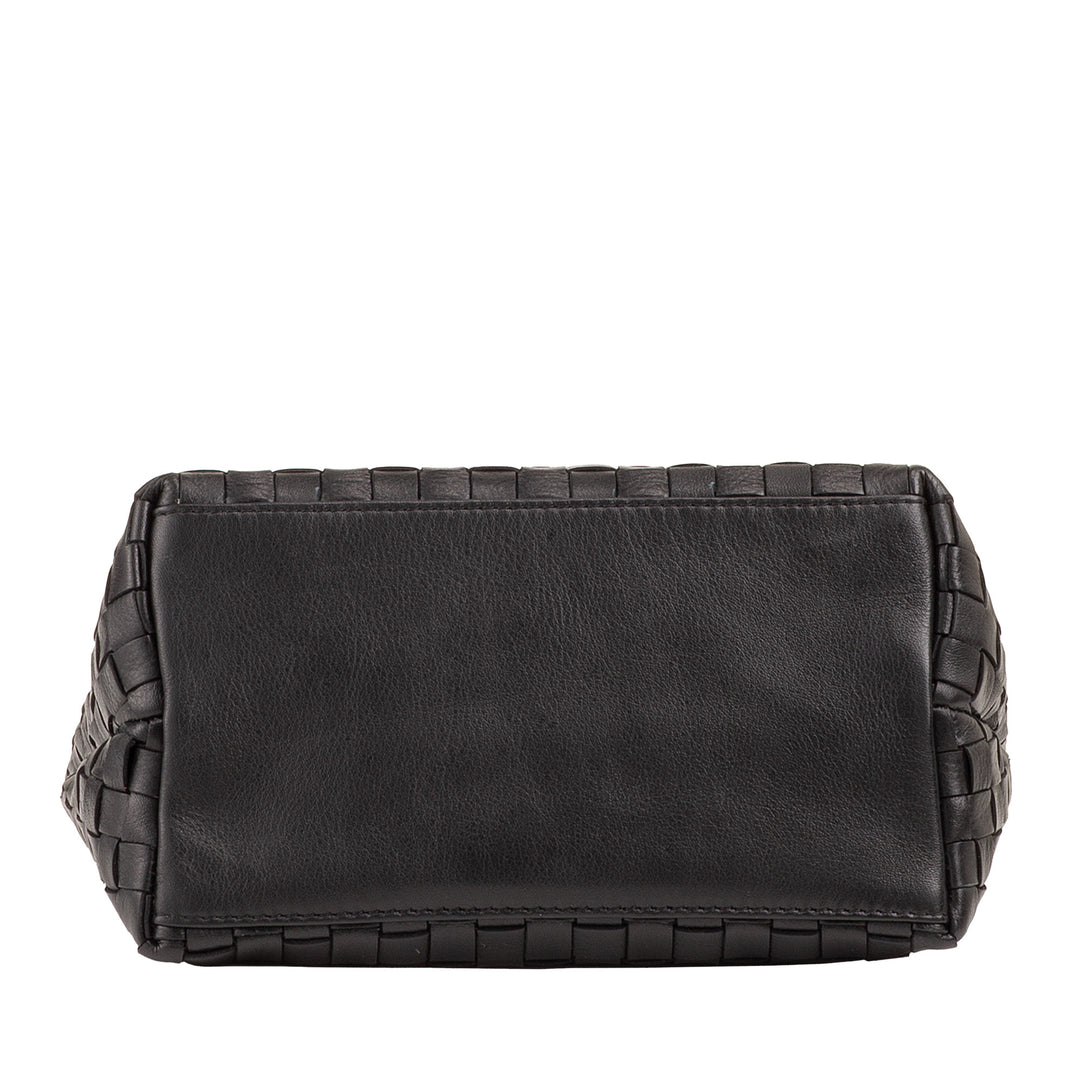 DUDU Borsa in Pelle Donna Piccola Intrecciata con Cerniera Zip – Mini Bag Elegante con Tracolla a Catena, Borsa a Spalla Borsetta a Mano Compatta e Raffinata