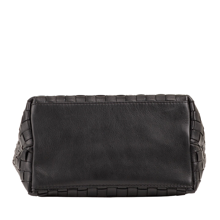 DUDU Borsa in Pelle Donna Piccola Intrecciata con Cerniera Zip – Mini Bag Elegante con Tracolla a Catena, Borsa a Spalla Borsetta a Mano Compatta e Raffinata