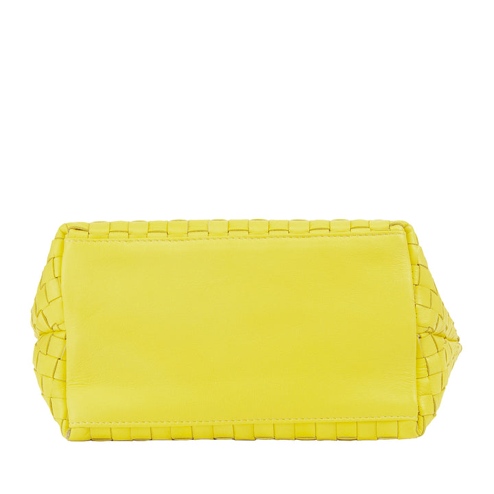 DUDU Borsa in Pelle Donna Piccola Intrecciata con Cerniera Zip – Mini Bag Elegante con Tracolla a Catena, Borsa a Spalla Borsetta a Mano Compatta e Raffinata