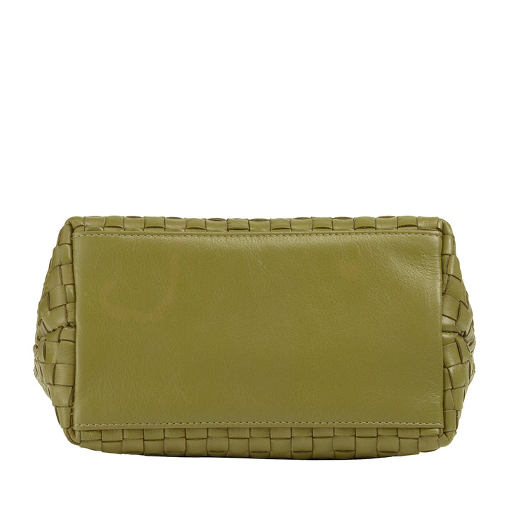 DUDU Borsa in Pelle Donna Piccola Intrecciata con Cerniera Zip – Mini Bag Elegante con Tracolla a Catena, Borsa a Spalla Borsetta a Mano Compatta e Raffinata