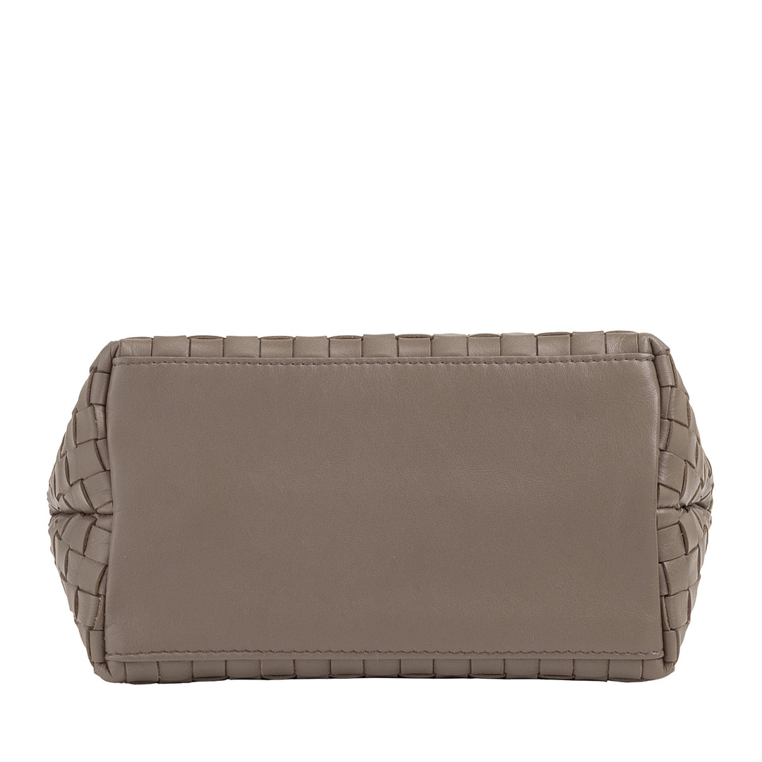 DUDU Borsa in Pelle Donna Piccola Intrecciata con Cerniera Zip – Mini Bag Elegante con Tracolla a Catena, Borsa a Spalla Borsetta a Mano Compatta e Raffinata