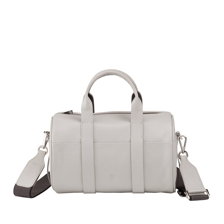 DUDU Borsa Donna a Cilindro in Vera Pelle, Borsa Morbida Cilindrica, Barrel Bag con Tracolla e Due Manici, Design Elegante Colorata