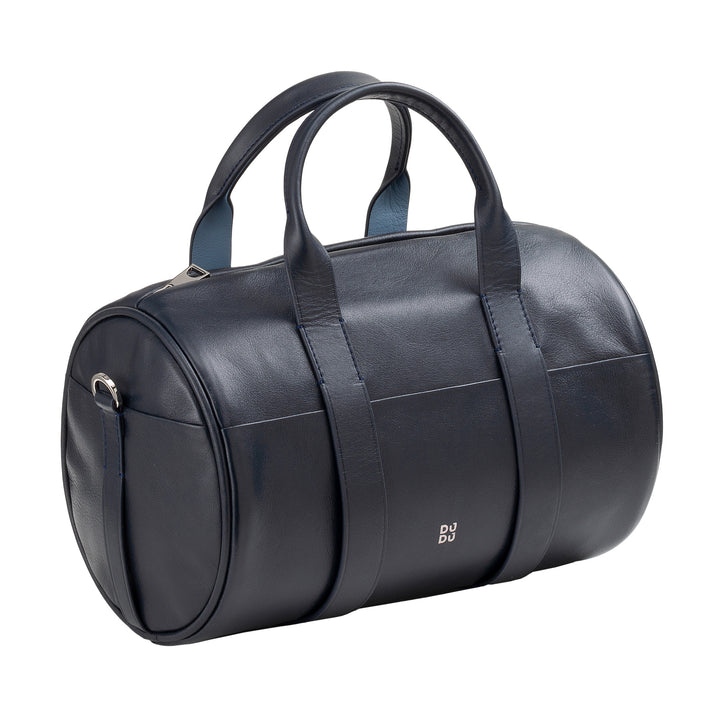 DUDU Borsa Donna a Cilindro in Vera Pelle, Borsa Morbida Cilindrica, Barrel Bag con Tracolla e Due Manici, Design Elegante Colorata