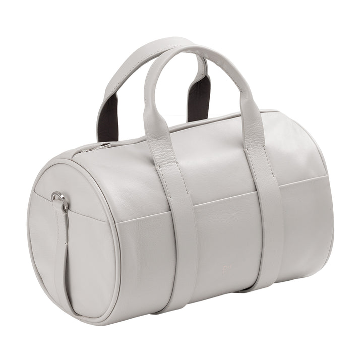 DUDU Borsa Donna a Cilindro in Vera Pelle, Borsa Morbida Cilindrica, Barrel Bag con Tracolla e Due Manici, Design Elegante Colorata