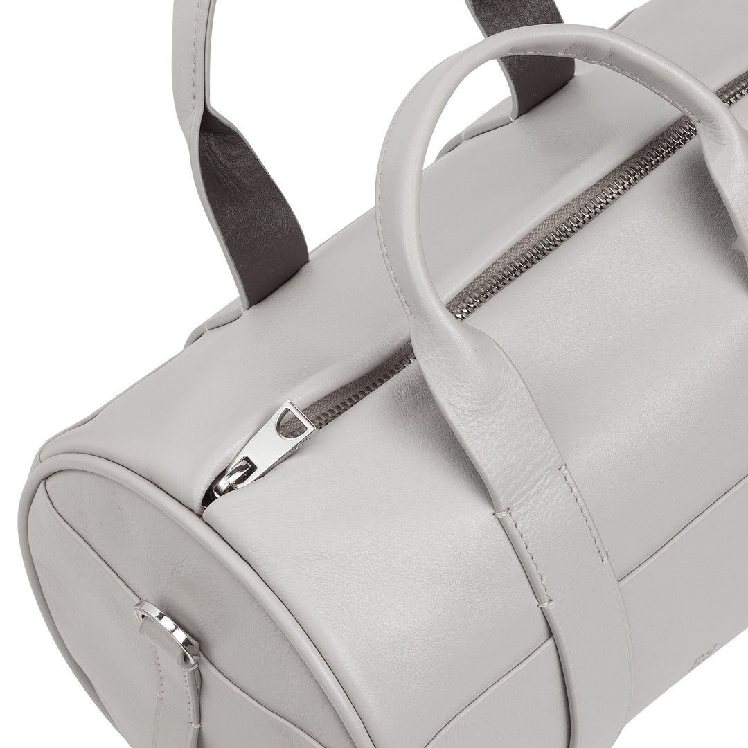 DUDU Borsa Donna a Cilindro in Vera Pelle, Borsa Morbida Cilindrica, Barrel Bag con Tracolla e Due Manici, Design Elegante Colorata