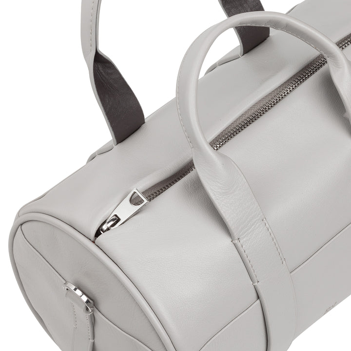 DUDU Borsa Donna a Cilindro in Vera Pelle, Borsa Morbida Cilindrica, Barrel Bag con Tracolla e Due Manici, Design Elegante Colorata