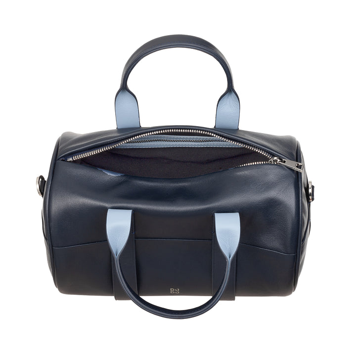 DUDU Borsa Donna a Cilindro in Vera Pelle, Borsa Morbida Cilindrica, Barrel Bag con Tracolla e Due Manici, Design Elegante Colorata