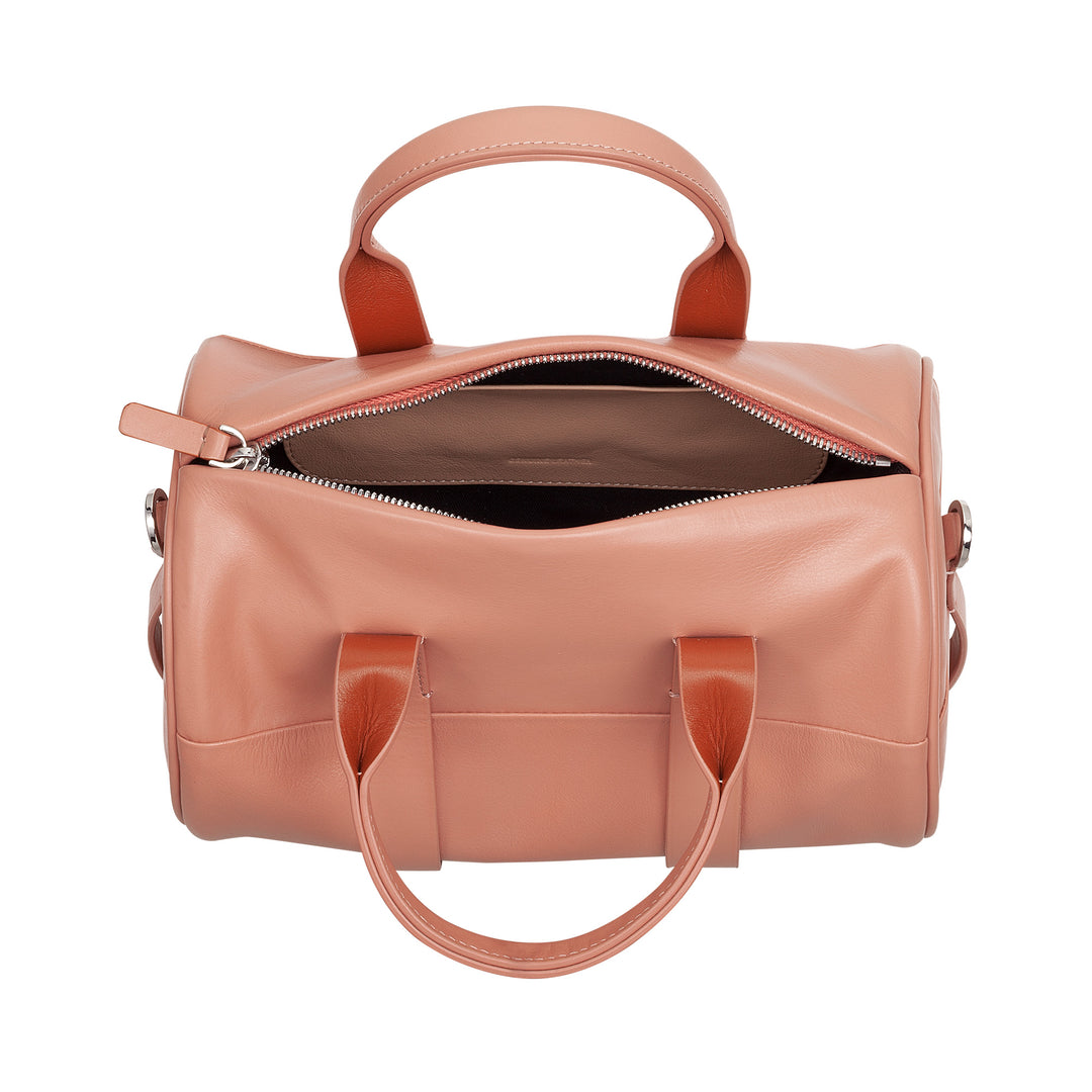 DUDU Borsa Donna a Cilindro in Vera Pelle, Borsa Morbida Cilindrica, Barrel Bag con Tracolla e Due Manici, Design Elegante Colorata