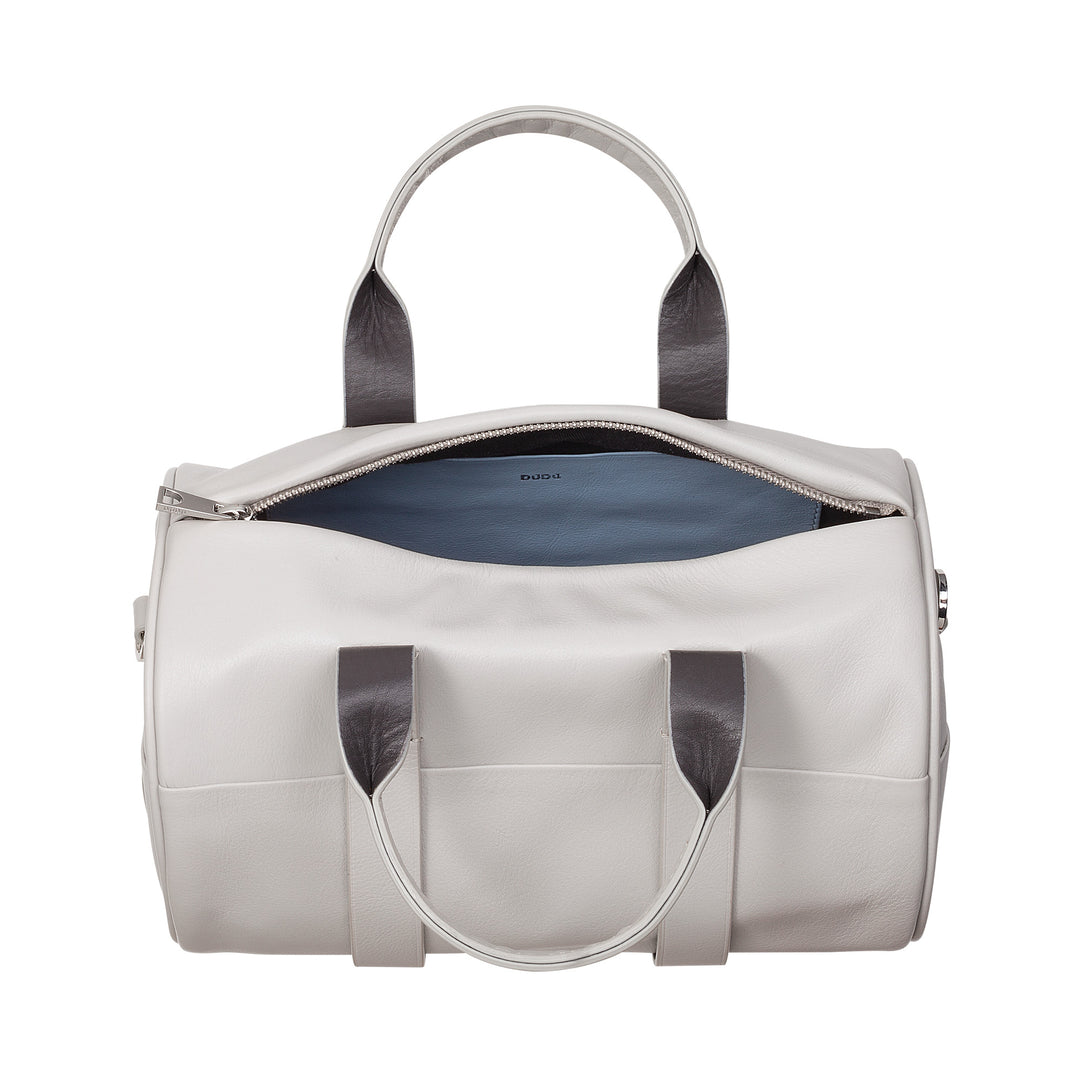 DUDU Borsa Donna a Cilindro in Vera Pelle, Borsa Morbida Cilindrica, Barrel Bag con Tracolla e Due Manici, Design Elegante Colorata