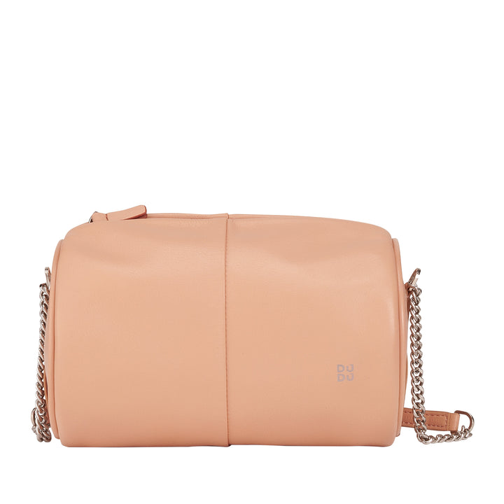 DUDU Borsa Donna Cilindrica in Pelle, Borsa a Tracolla con Catena e Pelle, Borsa a Cilindro Piccola Fashion Elegante con Cerniera