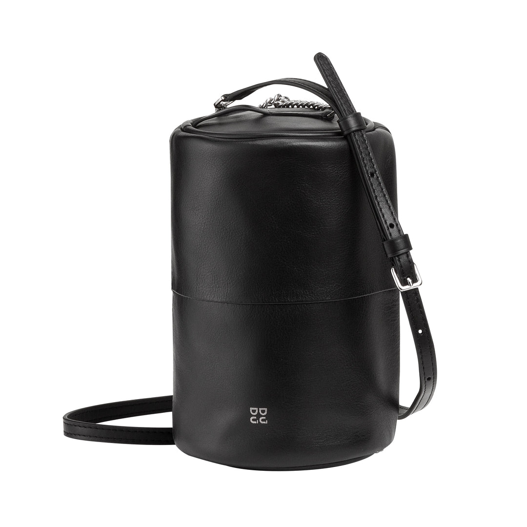 DUDU Borsa Donna Cilindrica in Pelle, Borsa a Tracolla con Catena e Pelle, Borsa a Cilindro Piccola Fashion Elegante con Cerniera