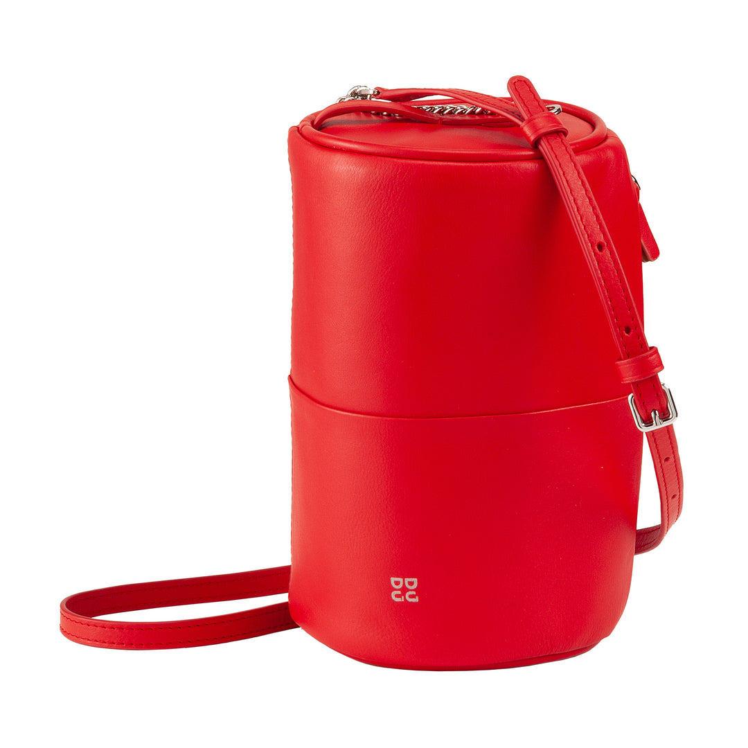 DUDU Borsa Donna Cilindrica in Pelle, Borsa a Tracolla con Catena e Pelle, Borsa a Cilindro Piccola Fashion Elegante con Cerniera