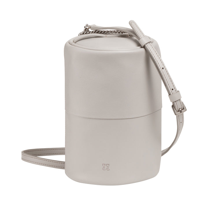 DUDU Borsa Donna Cilindrica in Pelle, Borsa a Tracolla con Catena e Pelle, Borsa a Cilindro Piccola Fashion Elegante con Cerniera