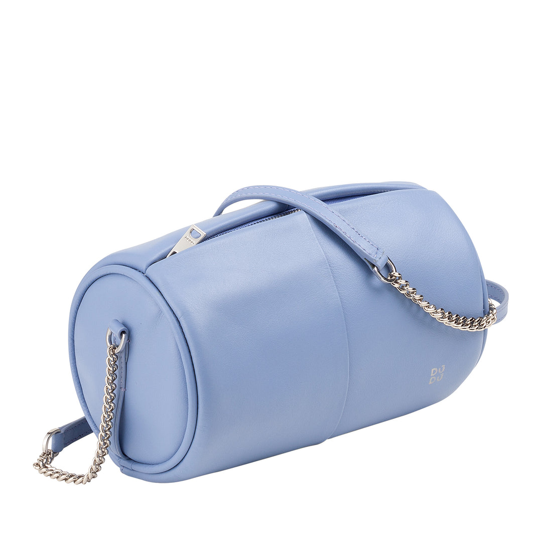 DUDU Borsa Donna Cilindrica in Pelle, Borsa a Tracolla con Catena e Pelle, Borsa a Cilindro Piccola Fashion Elegante con Cerniera