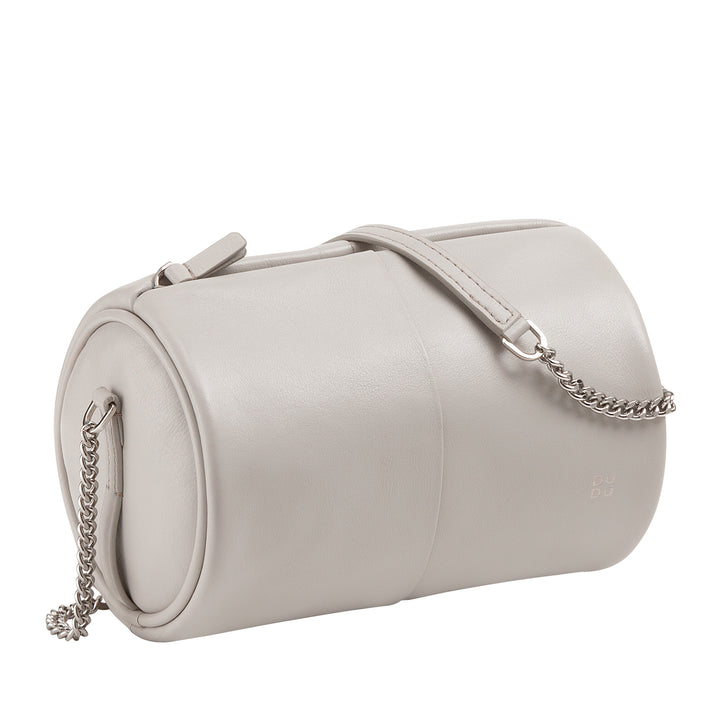 DUDU Borsa Donna Cilindrica in Pelle, Borsa a Tracolla con Catena e Pelle, Borsa a Cilindro Piccola Fashion Elegante con Cerniera