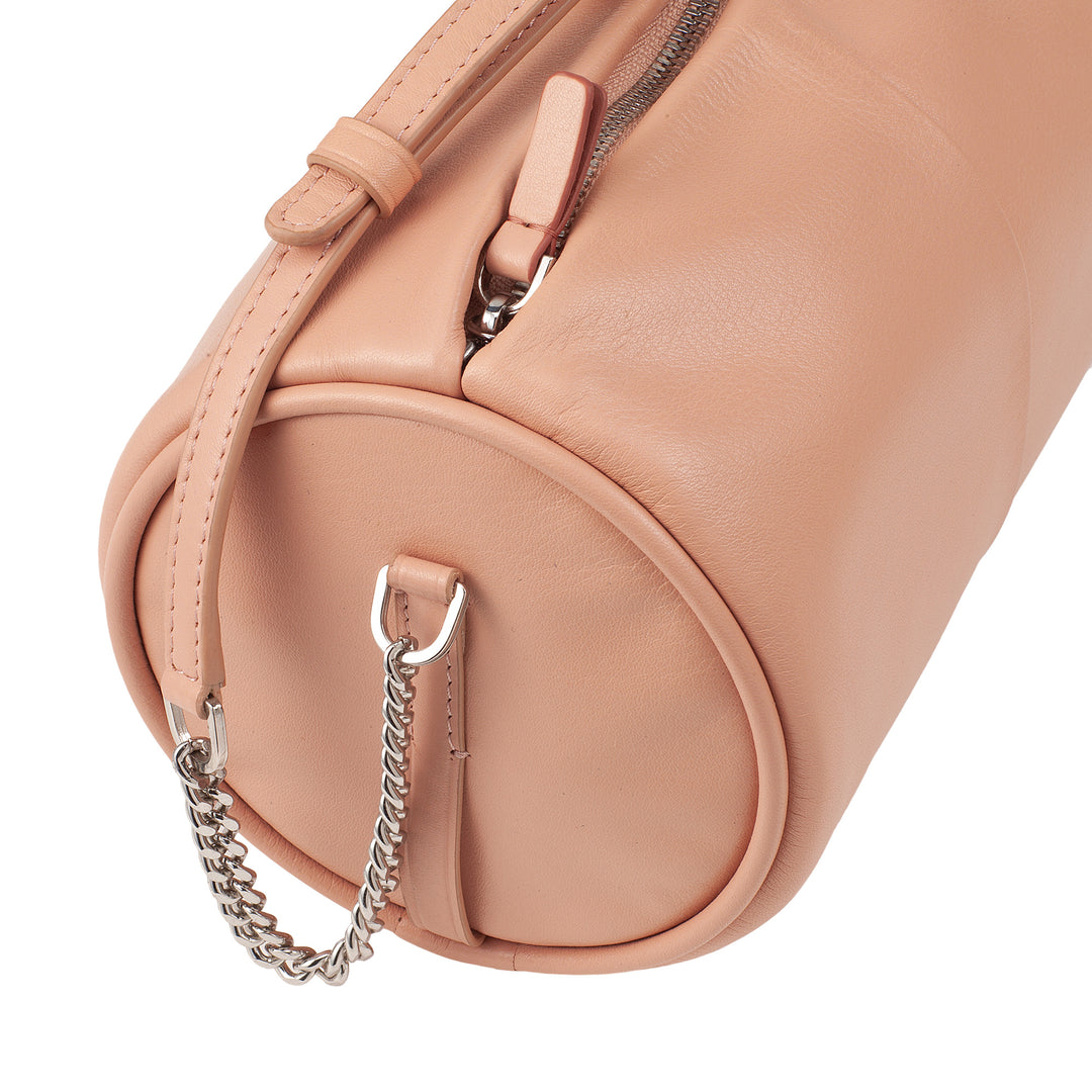 DUDU Borsa Donna Cilindrica in Pelle, Borsa a Tracolla con Catena e Pelle, Borsa a Cilindro Piccola Fashion Elegante con Cerniera