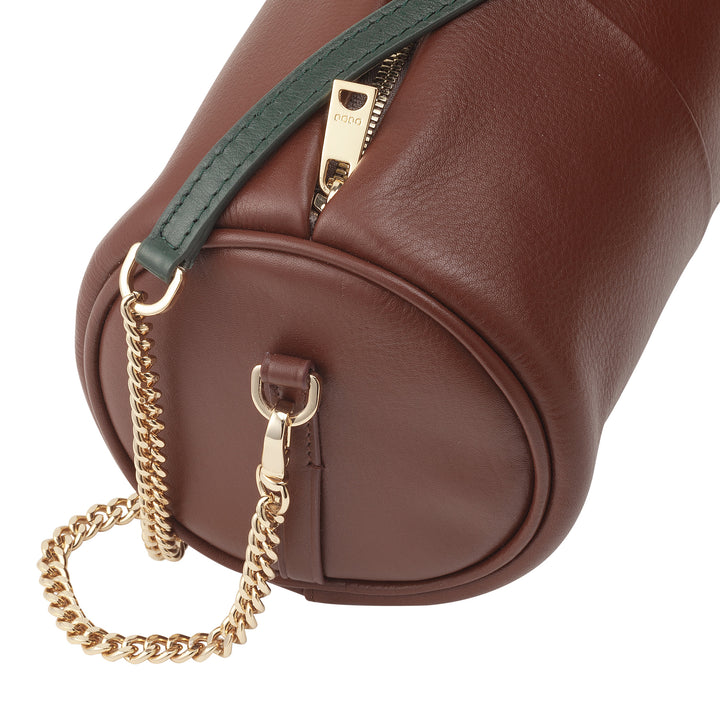 DUDU Borsa Donna Cilindrica in Pelle, Borsa a Tracolla con Catena e Pelle, Borsa a Cilindro Piccola Fashion Elegante con Cerniera