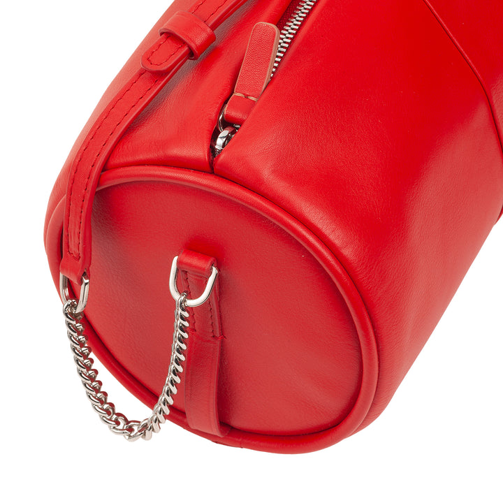 DUDU Borsa Donna Cilindrica in Pelle, Borsa a Tracolla con Catena e Pelle, Borsa a Cilindro Piccola Fashion Elegante con Cerniera