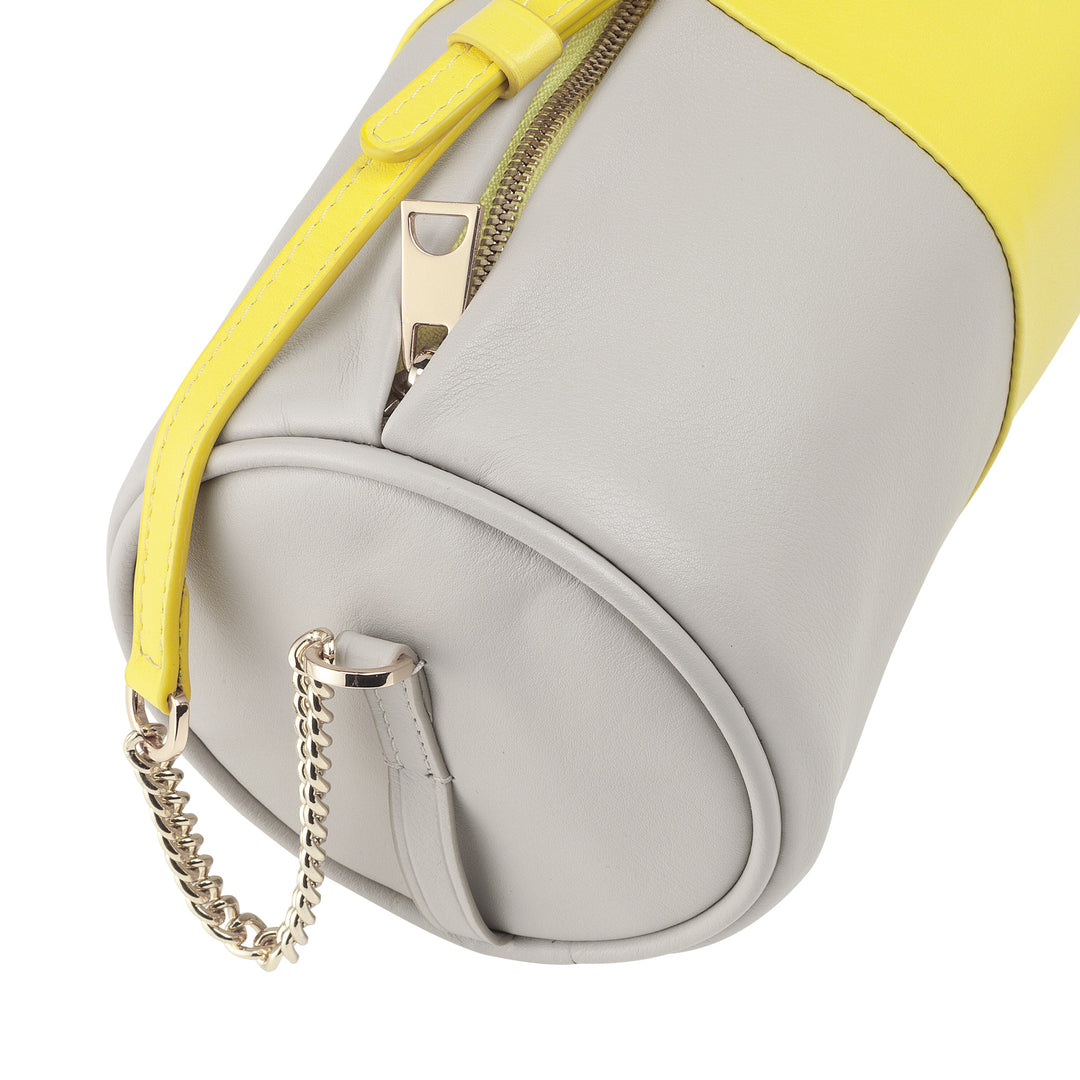 DUDU Borsa Donna Cilindrica in Pelle, Borsa a Tracolla con Catena e Pelle, Borsa a Cilindro Piccola Fashion Elegante con Cerniera