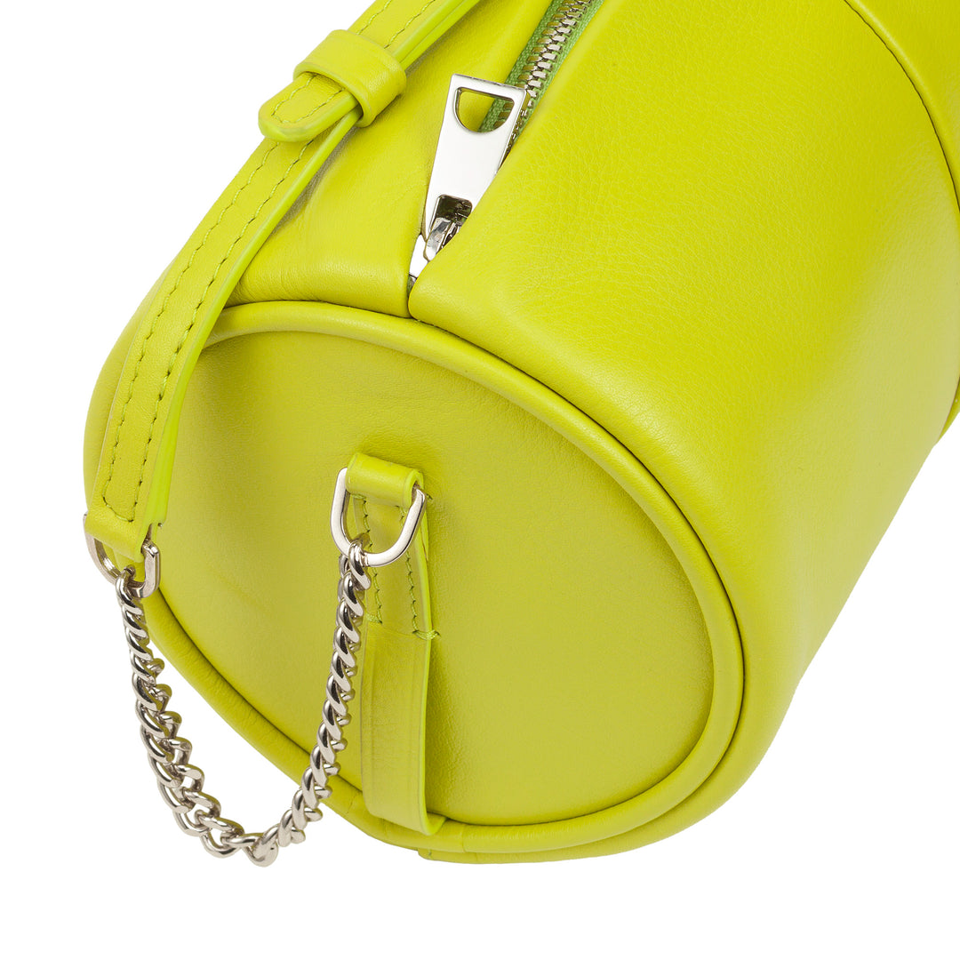 DUDU Borsa Donna Cilindrica in Pelle, Borsa a Tracolla con Catena e Pelle, Borsa a Cilindro Piccola Fashion Elegante con Cerniera