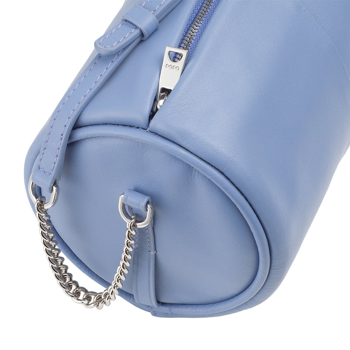 DUDU Borsa Donna Cilindrica in Pelle, Borsa a Tracolla con Catena e Pelle, Borsa a Cilindro Piccola Fashion Elegante con Cerniera