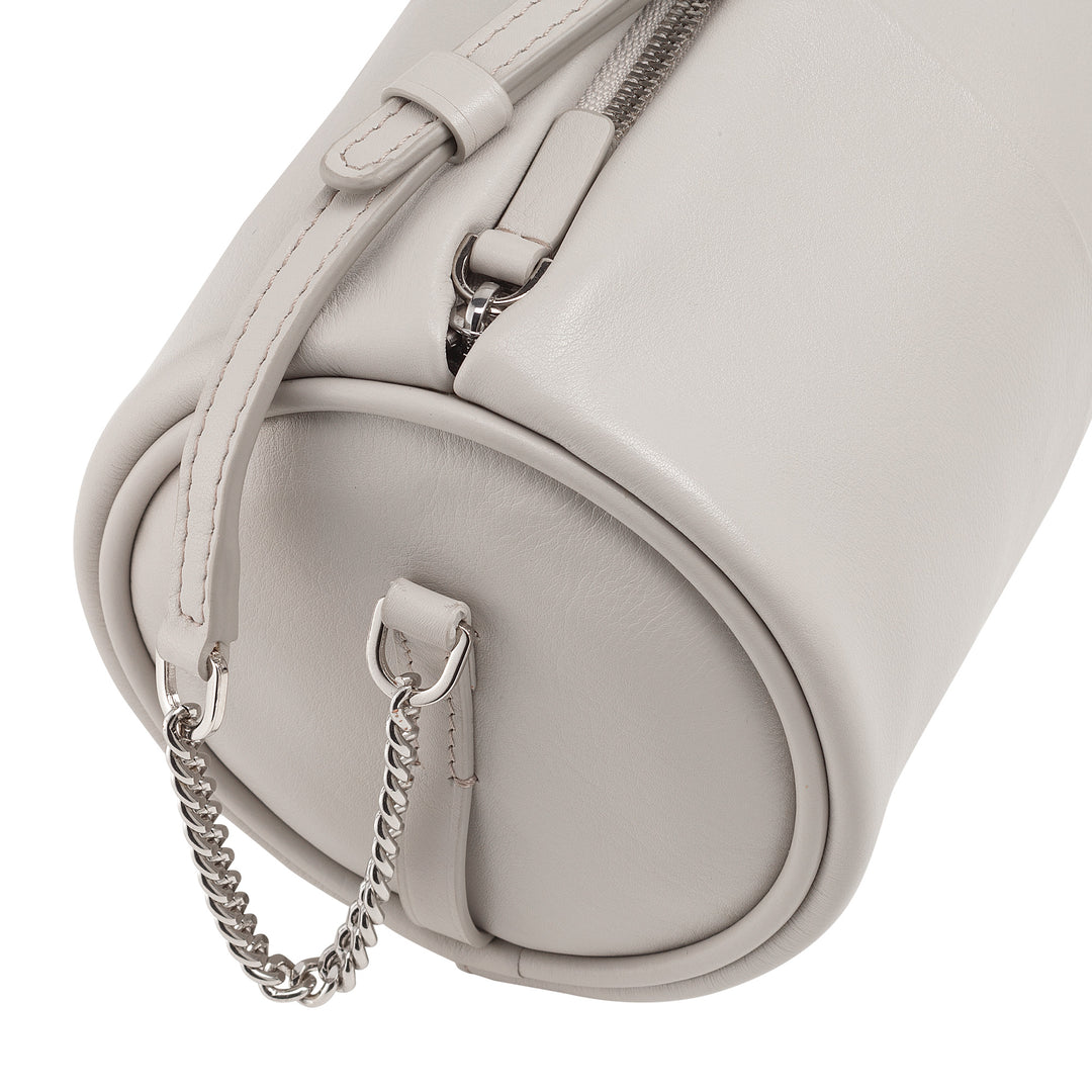 DUDU Borsa Donna Cilindrica in Pelle, Borsa a Tracolla con Catena e Pelle, Borsa a Cilindro Piccola Fashion Elegante con Cerniera