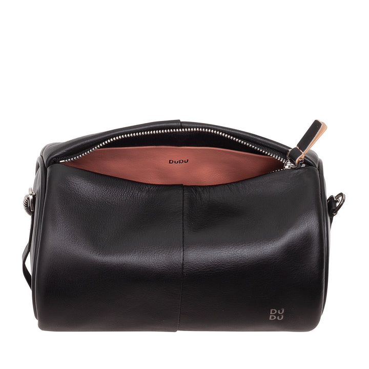 DUDU Borsa Donna Cilindrica in Pelle, Borsa a Tracolla con Catena e Pelle, Borsa a Cilindro Piccola Fashion Elegante con Cerniera