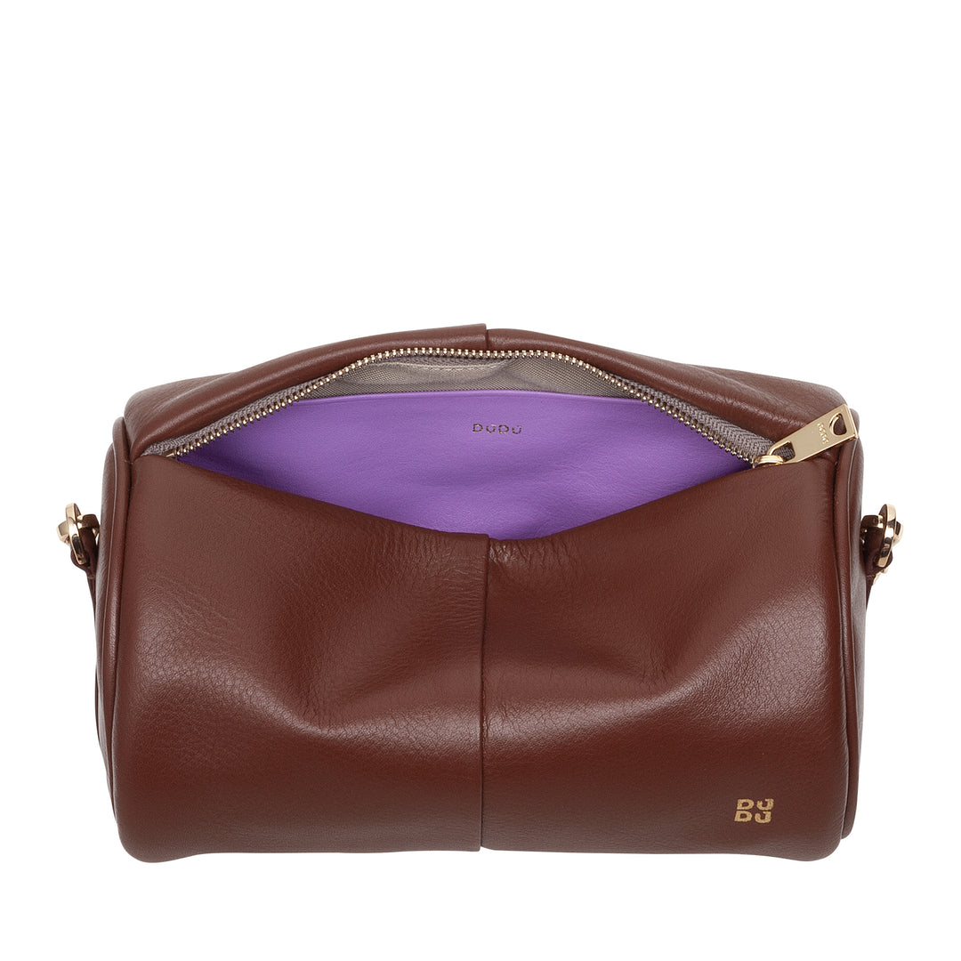 DUDU Borsa Donna Cilindrica in Pelle, Borsa a Tracolla con Catena e Pelle, Borsa a Cilindro Piccola Fashion Elegante con Cerniera
