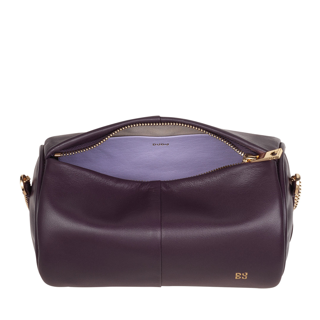 DUDU Borsa Donna Cilindrica in Pelle, Borsa a Tracolla con Catena e Pelle, Borsa a Cilindro Piccola Fashion Elegante con Cerniera