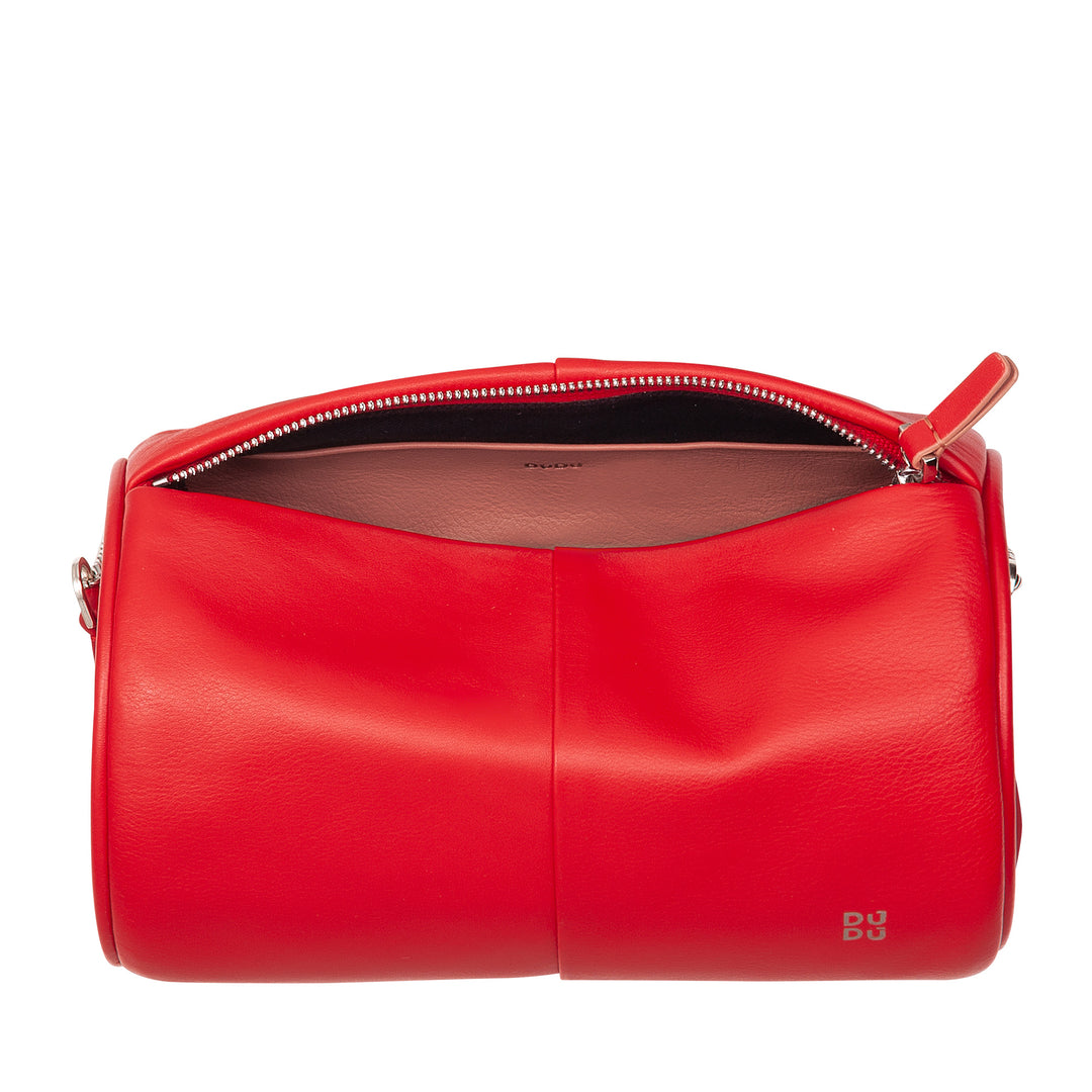 DUDU Borsa Donna Cilindrica in Pelle, Borsa a Tracolla con Catena e Pelle, Borsa a Cilindro Piccola Fashion Elegante con Cerniera