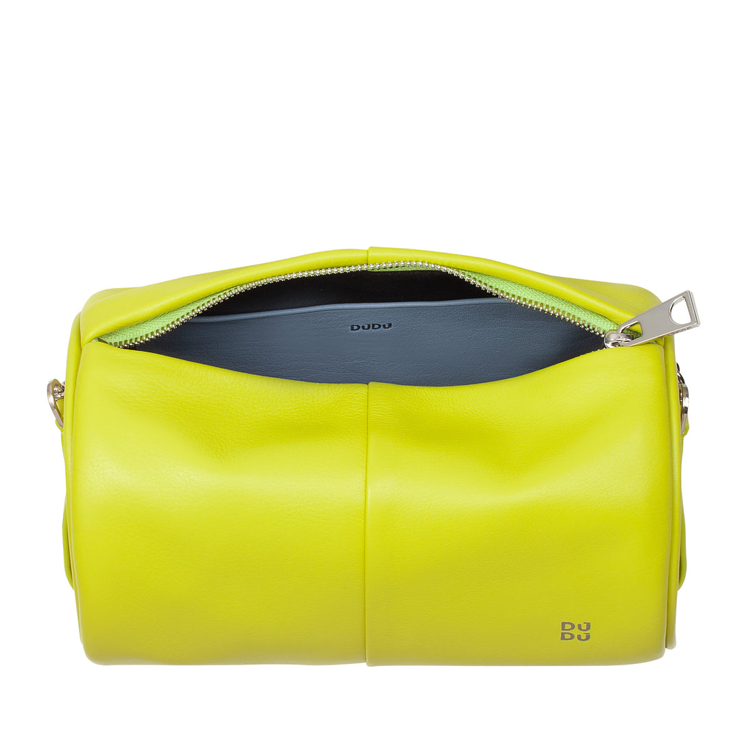 DUDU Borsa Donna Cilindrica in Pelle, Borsa a Tracolla con Catena e Pelle, Borsa a Cilindro Piccola Fashion Elegante con Cerniera