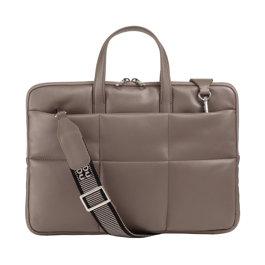 DUDU Borsa Porta PC Donna 14 Pollici con Tracolla in Pelle Trapuntata Imbottita, Porta Laptop Notebook MacBook fino a 14”, Cartella Borsa Sleeve Elegante