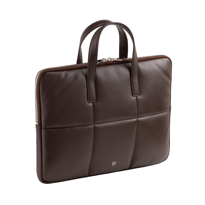 DUDU Borsa Porta PC Donna 14 Pollici con Tracolla in Pelle Trapuntata Imbottita, Porta Laptop Notebook MacBook fino a 14”, Cartella Borsa Sleeve Elegante