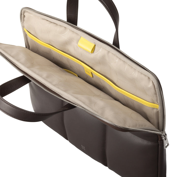 DUDU Borsa Porta PC Donna 14 Pollici con Tracolla in Pelle Trapuntata Imbottita, Porta Laptop Notebook MacBook fino a 14”, Cartella Borsa Sleeve Elegante