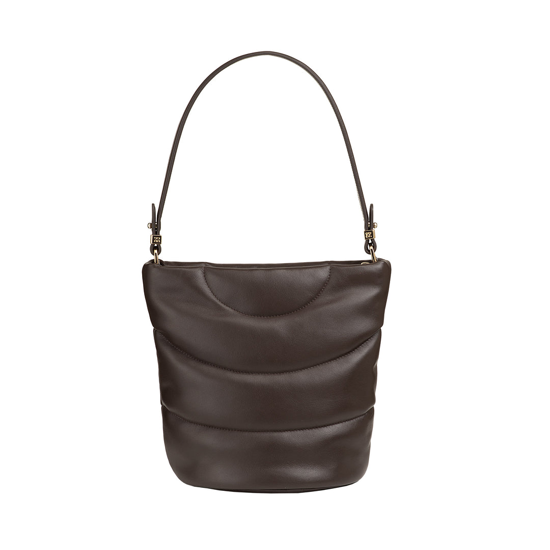 DUDU Borsa Donna a Spalla e Tracolla Trapuntata Imbottita in Pelle Nappa, Borsa Grande con Cerniera e Doppia Tracolla, Design Elegante