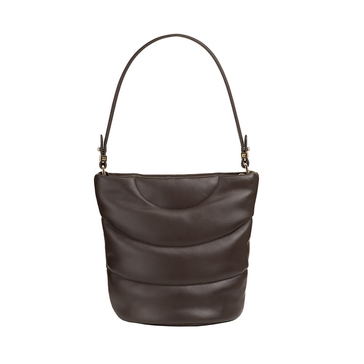 DUDU Borsa Donna a Spalla e Tracolla Trapuntata Imbottita in Pelle Nappa, Borsa Grande con Cerniera e Doppia Tracolla, Design Elegante