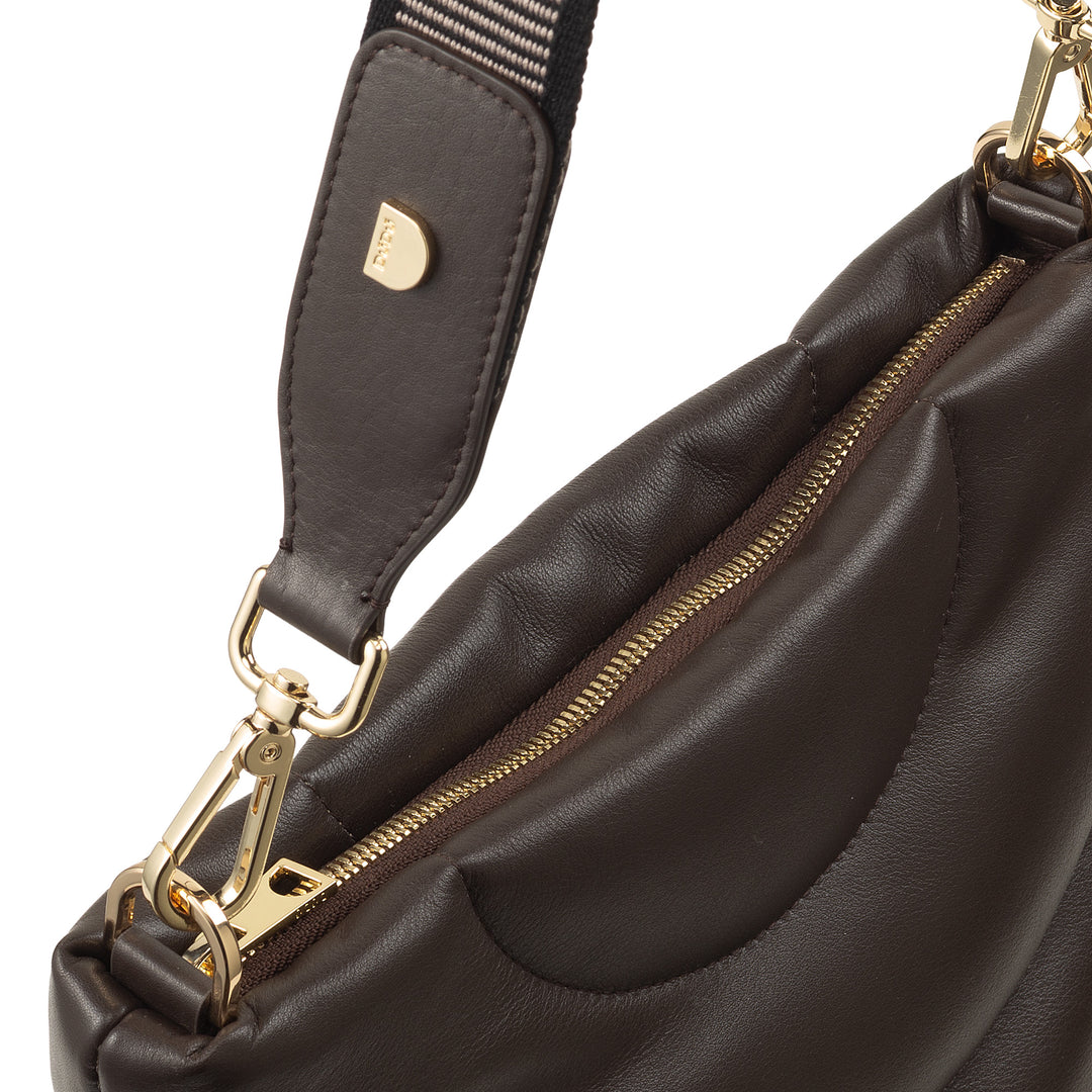 DUDU Borsa Donna a Spalla e Tracolla Trapuntata Imbottita in Pelle Nappa, Borsa Grande con Cerniera e Doppia Tracolla, Design Elegante