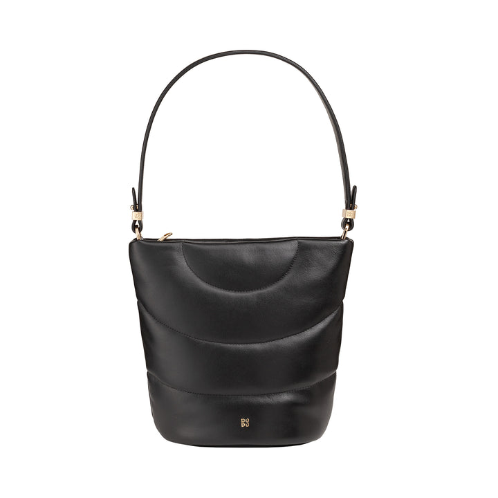 DUDU Borsa Donna a Spalla e Tracolla Trapuntata Imbottita in Pelle Nappa, Borsa Grande con Cerniera e Doppia Tracolla, Design Elegante