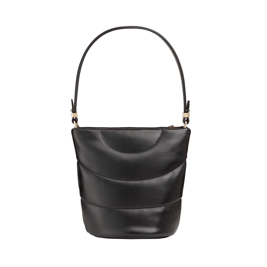 DUDU Borsa Donna a Spalla e Tracolla Trapuntata Imbottita in Pelle Nappa, Borsa Grande con Cerniera e Doppia Tracolla, Design Elegante