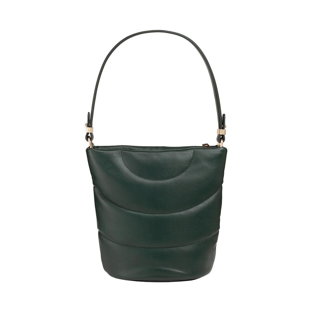 DUDU Borsa Donna a Spalla e Tracolla Trapuntata Imbottita in Pelle Nappa, Borsa Grande con Cerniera e Doppia Tracolla, Design Elegante