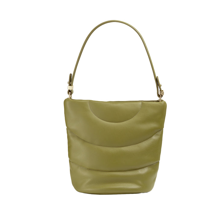 DUDU Borsa Donna a Spalla e Tracolla Trapuntata Imbottita in Pelle Nappa, Borsa Grande con Cerniera e Doppia Tracolla, Design Elegante