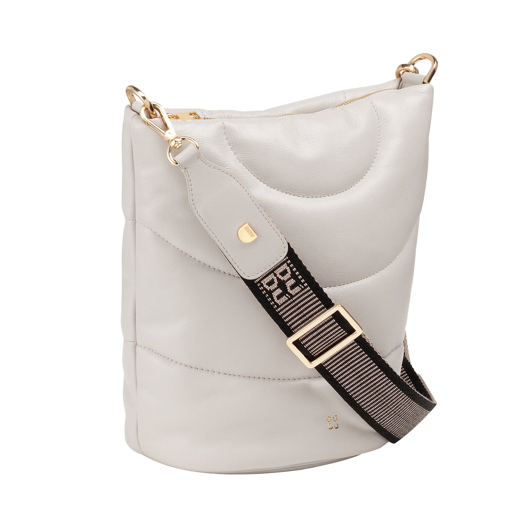DUDU Borsa Donna a Spalla e Tracolla Trapuntata Imbottita in Pelle Nappa, Borsa Grande con Cerniera e Doppia Tracolla, Design Elegante
