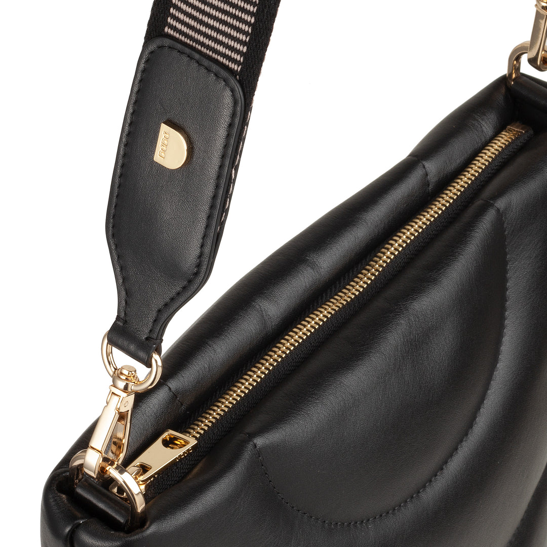 DUDU Borsa Donna a Spalla e Tracolla Trapuntata Imbottita in Pelle Nappa, Borsa Grande con Cerniera e Doppia Tracolla, Design Elegante